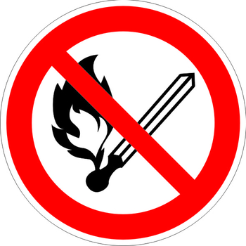P02 запрещается пользоваться открытым огнем и курить (пластик, 200х200 мм) - Охрана труда на строительных площадках - Знаки безопасности - Магазин Охраны Труда fullBUILD