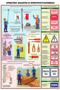 ПС29 Средства защиты в электроустановках (ламинированная бумага, А2, 3 листа) - Плакаты - Электробезопасность - Магазин Охраны Труда fullBUILD